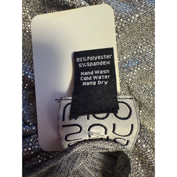 Clara Sun Woo Silver Glitter Metallic Long Sleeve Side Gathered Top Women's XS N - Picture 6 of 11